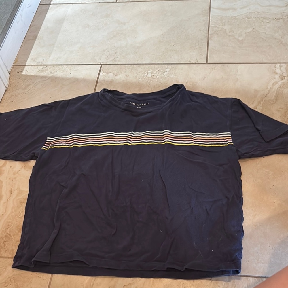 American Eagle Outfitters Blue and Yellow Crop Top
